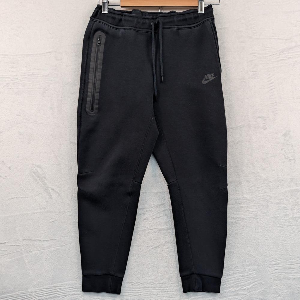 Nike Joggers Boys Large + Black Techwear Fleece Tapered Athletic Zippered Pocket